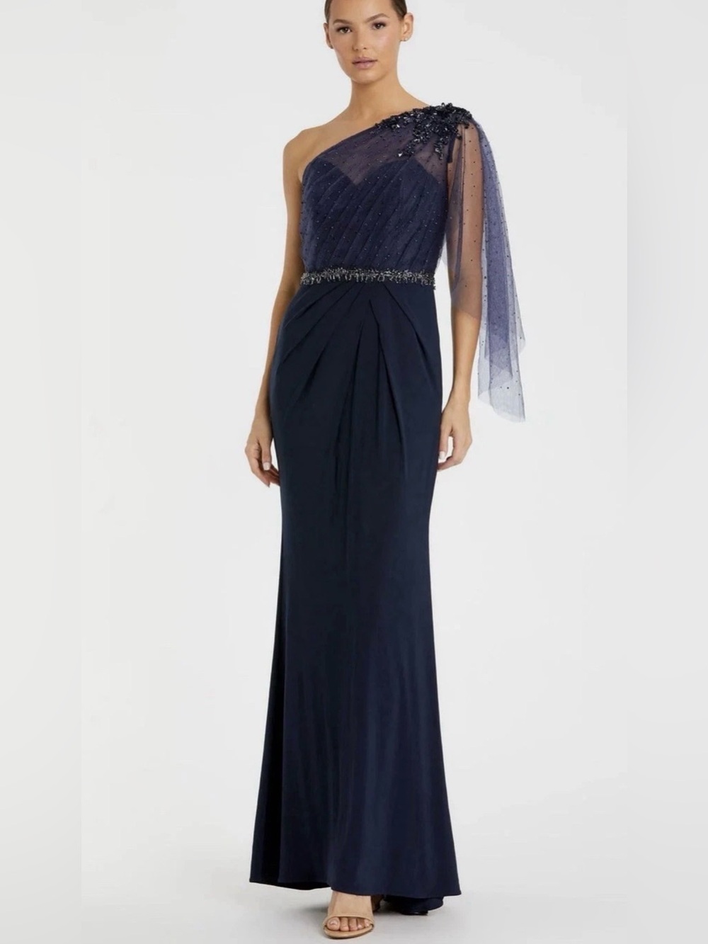 Mac Duggal Embellished One Shoulder Drape Gown Style 79392 BNWT